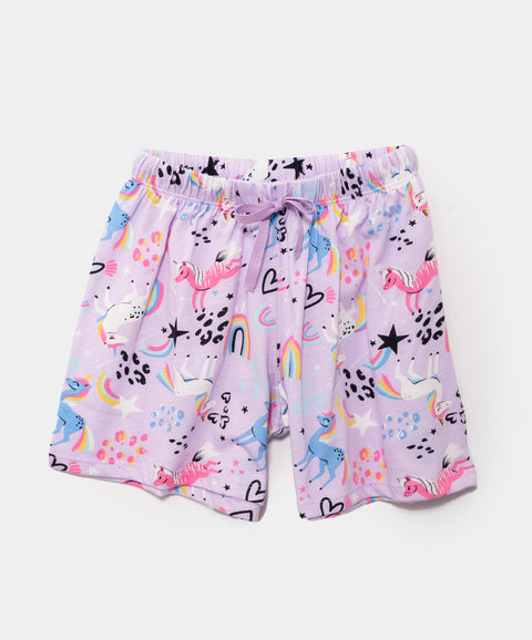 Pijama Manga Corta  Para Niña En Licra Color Lila