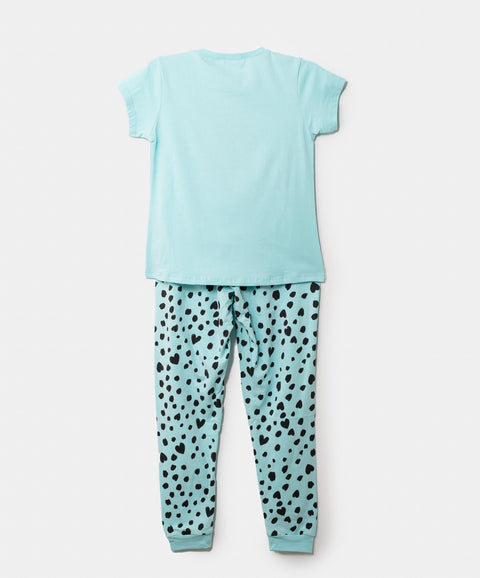 Pijama Manga Corta Para Niña En Licra Color Aqua