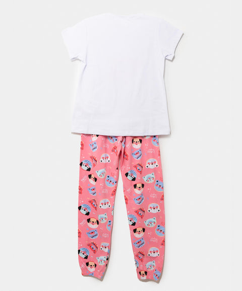 Pijama Manga Corta Para Niña En Licra Color Salmon