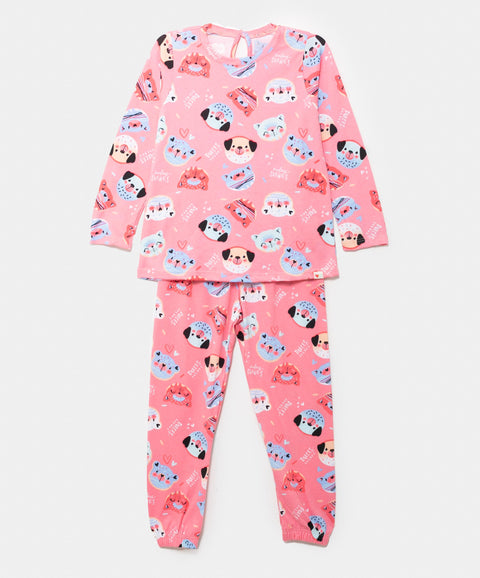 Pijama Manga Larga Para Bebé Niña En Licra Color Salmon