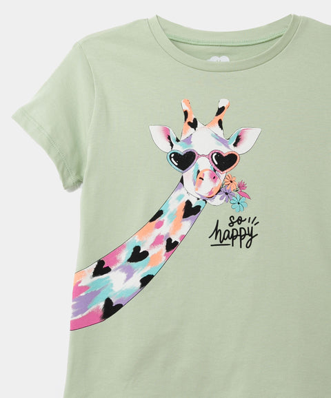 Camiseta Con Estampado Manga Corta Para Niña En Licra Color Verde