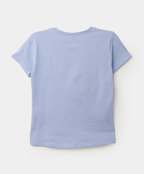 Camiseta Casual Manga Corta Para Niña En Licra Color Lila