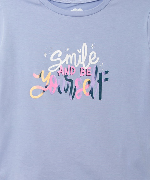 Camiseta Casual Manga Corta Para Niña En Licra Color Lila