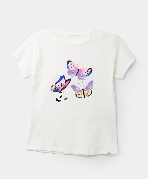 Camiseta Manga Corta Para Niña En Licra Color Marfil