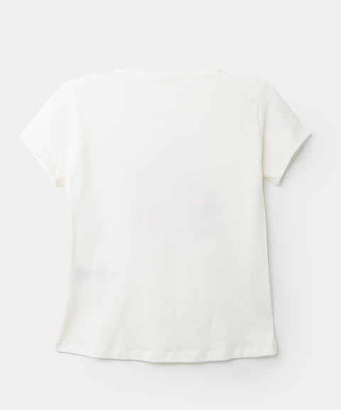 Camiseta Manga Corta Para Niña En Licra Color Marfil