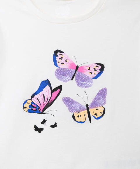 Camiseta Manga Corta Para Niña En Licra Color Marfil
