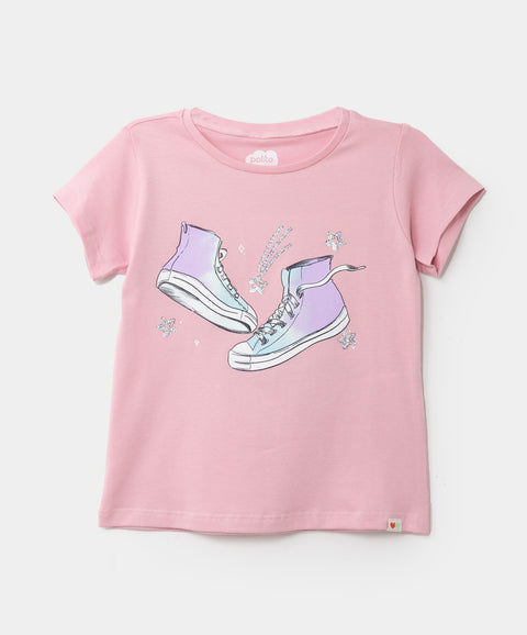 Camiseta Manga Corta Para Bebé Niña En Licra Color Rosado