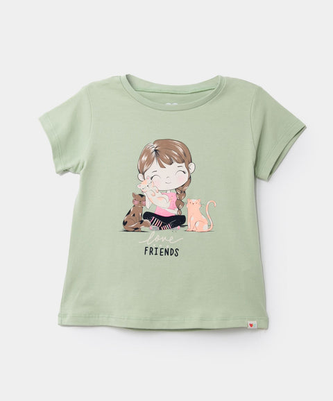 Camiseta Manga Corta Para Bebé Niña En Licra Color Verde