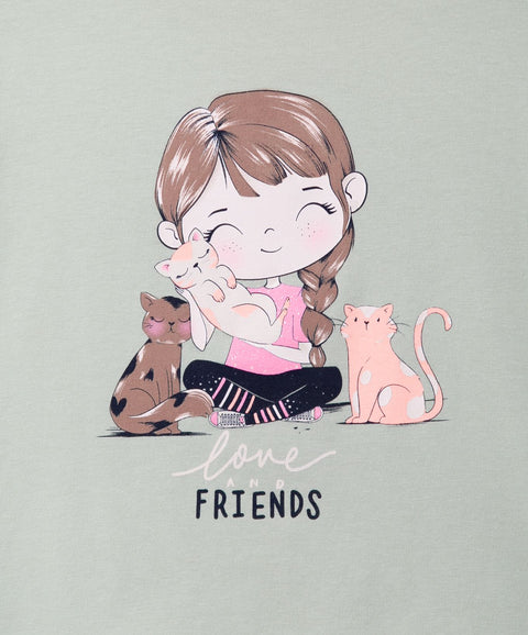 Camiseta Manga Corta Para Bebé Niña En Licra Color Verde