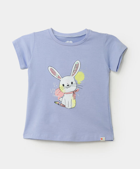Camiseta Manga Corta Para Bebé Niña En Licra Color Lila