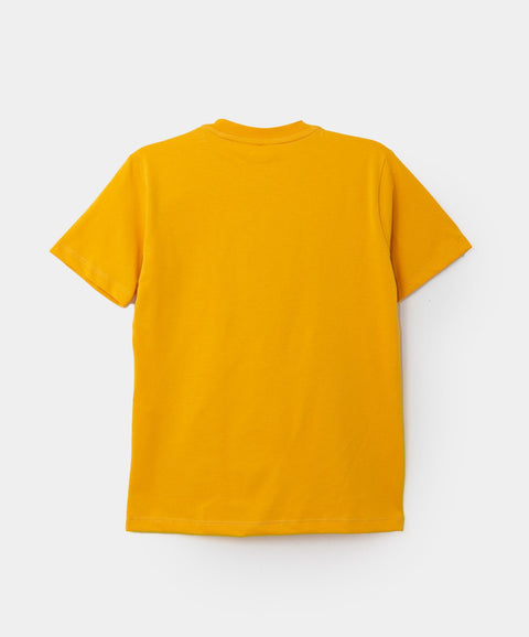 Camiseta Manga Corta Para Niño En Tela Suave Color Ocre