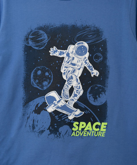 Camiseta Manga Corta Para Niño En Tela Suave Color Azul