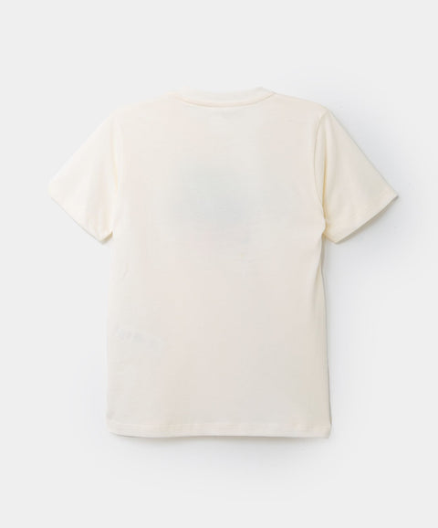Camiseta Manga Corta Para Niño En Tela Suave Color Marfil