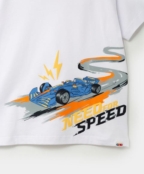 Camiseta Manga Corta Para Bebé Niño En Tela Suave Color Blanco
