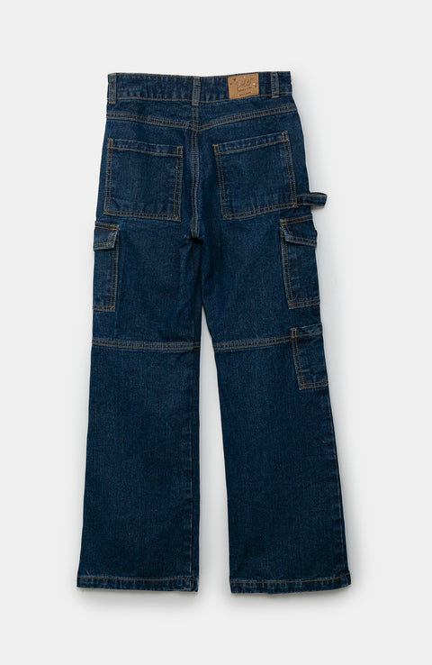 Jean Cargo Para Niña En Denim Color Índigo