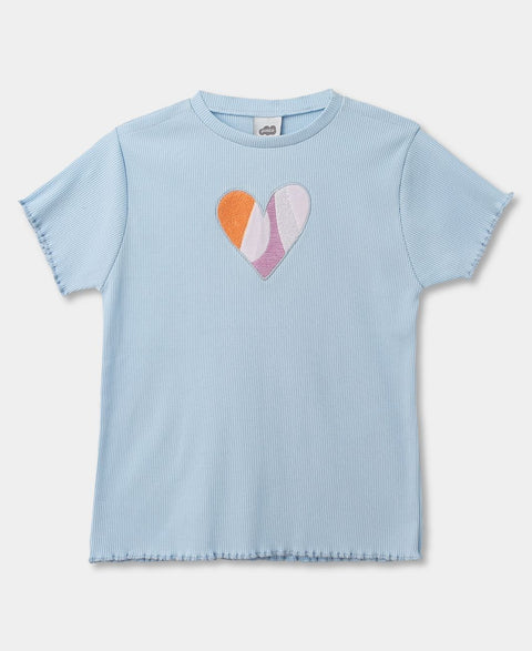 Camiseta Manga Corta Para Niña En Rib Color Hortensia