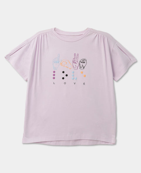 Camiseta Manga Corta Para Niña En Licra Color Lila Claro