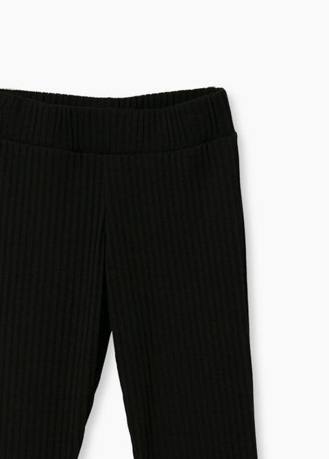 Leggings Bota Campana Para Niña En Rib Negro