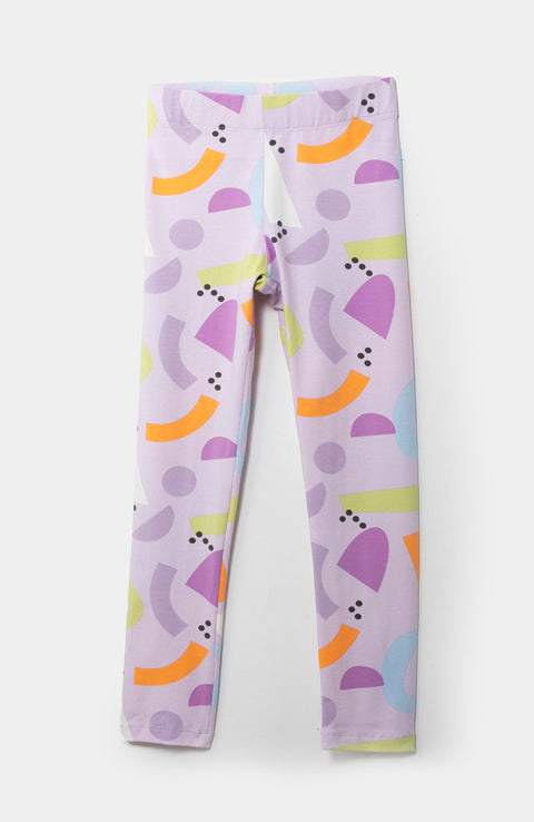 Leggings Para Niña En Licra Con Estampado De Figuras Geométricas
