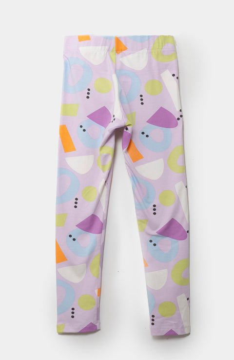 Leggings Para Niña En Licra Con Estampado De Figuras Geométricas