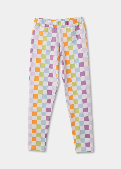 Leggings Para Niña En Licra Con Estampado de Cuadros