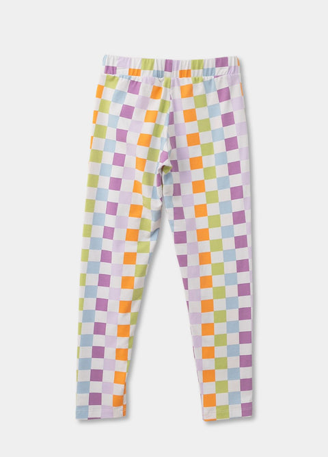 Leggings Para Niña En Licra Con Estampado de Cuadros