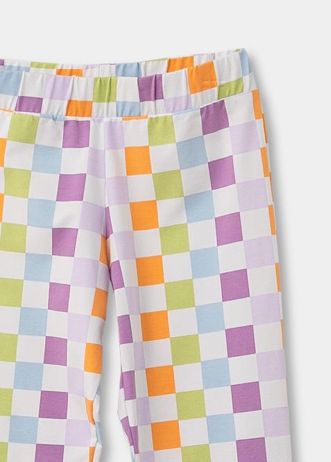 Leggings Para Niña En Licra Con Estampado de Cuadros