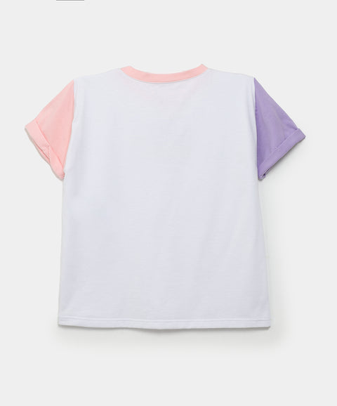 Camiseta Con Estampado Manga Corta Para Bebé Niña En Licra Color Blanco