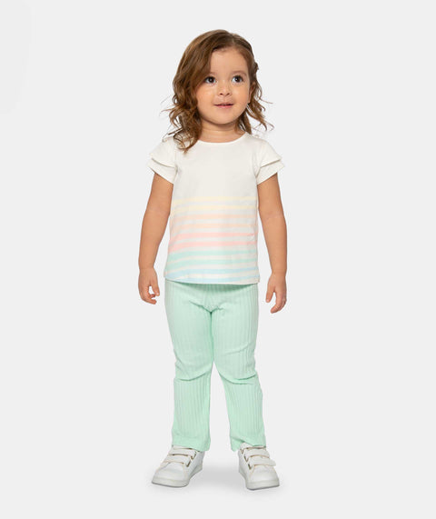 Conjunto Camiseta Y Leggings Para Bebé Niña En Licra Color Marfil
