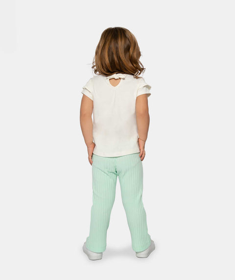Conjunto Camiseta Y Leggings Para Bebé Niña En Licra Color Marfil