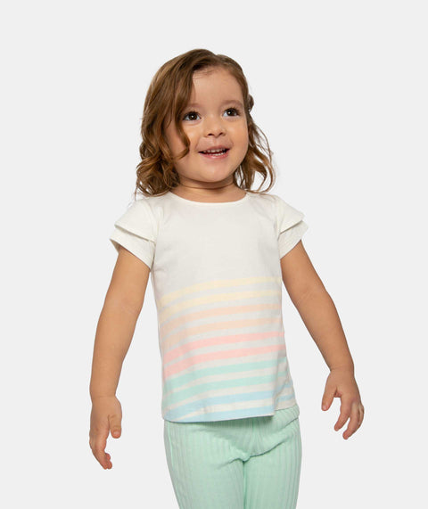 Conjunto Camiseta Y Leggings Para Bebé Niña En Licra Color Marfil