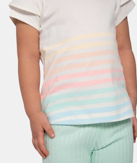Conjunto Camiseta Y Leggings Para Bebé Niña En Licra Color Marfil
