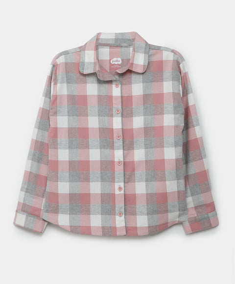 Camisa leñadora para niña color rosado