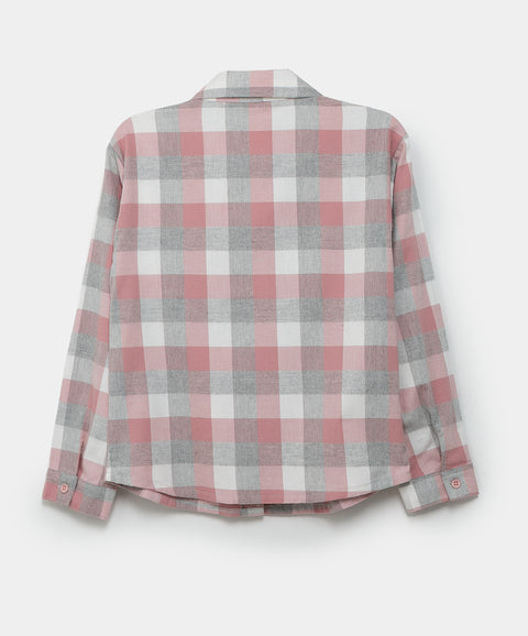 Camisa leñadora para niña color rosado