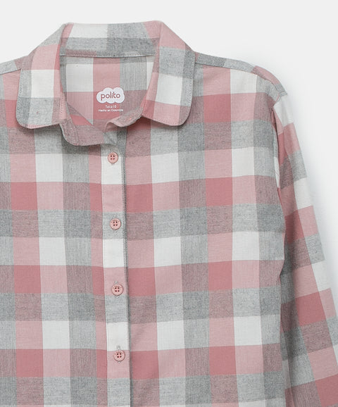 Camisa leñadora para niña color rosado