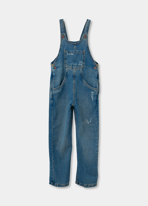 Overol Para Niña En Denim Color Índigo Palma