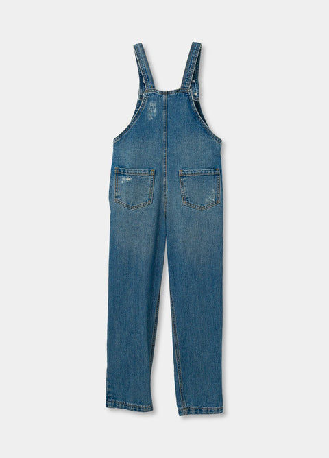 Overol Para Niña En Denim Color Índigo Palma