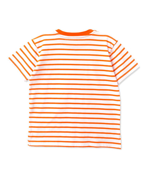 Camiseta Manga Corta Para Bebé Niño Preteñido Rayas Color Naranja