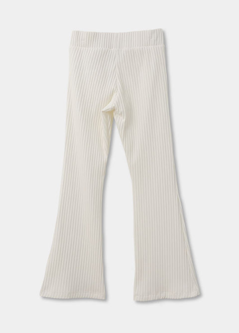 Leggings Bota Campana Para Niña En Rib Blanco Cremoso