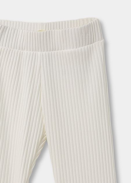 Leggings Bota Campana Para Niña En Rib Blanco Cremoso