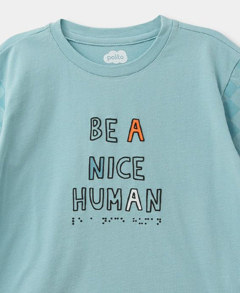 Camiseta Manga Corta Para Bebé Niño En Tela Suave Color Azul