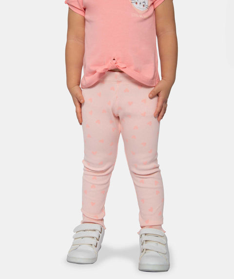Leggings Estampado Para Bebé Niña En Rib Color Rosado Claro
