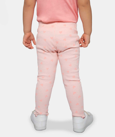 Leggings Estampado Para Bebé Niña En Rib Color Rosado Claro