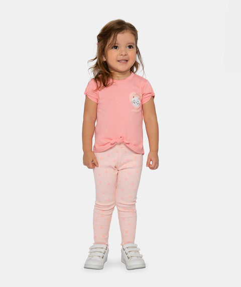 Leggings Estampado Para Bebé Niña En Rib Color Rosado Claro