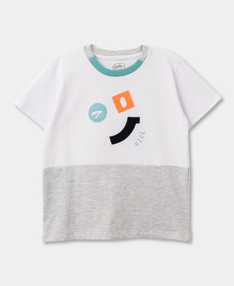 Camiseta Para Bebé Niño En Tela Suave En Color Blanco y Gris