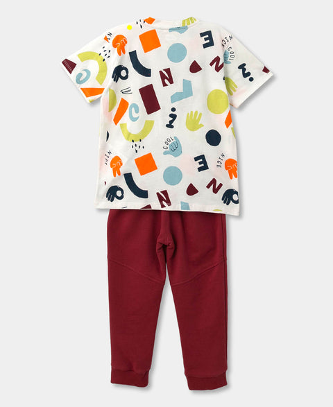 Conjunto Para Bebé Niño En Burda Color Vino Y Estampado