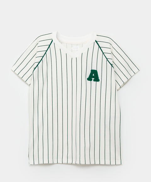 Camiseta Manga Corta Beisbolera para Bebé Niño Color Marfil
