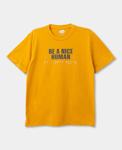 Camiseta Para Niño En Tela Suave Color Ocre