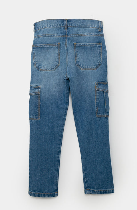 Jean Cargo Para Niño En Denim Color Índigo