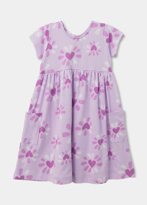 Vestido Para Bebé Niña Estampado de Flores Lila